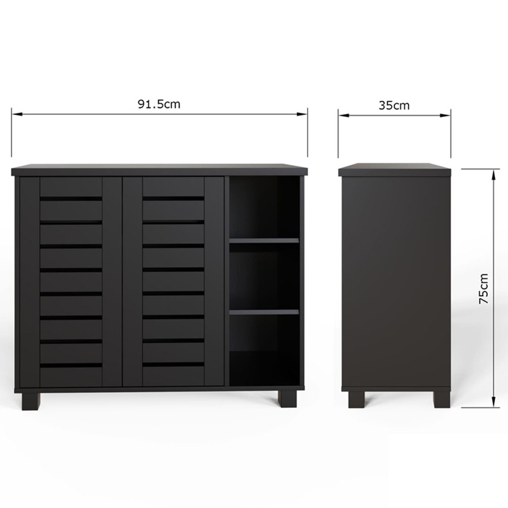GFW Bodie 2 Door 3 Shelf Black Shoe Cabinet Image 9