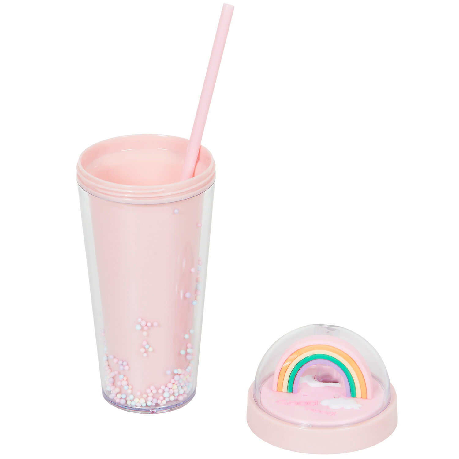 Rainbow Tumbler with Straw 450ml - Pink Image 4
