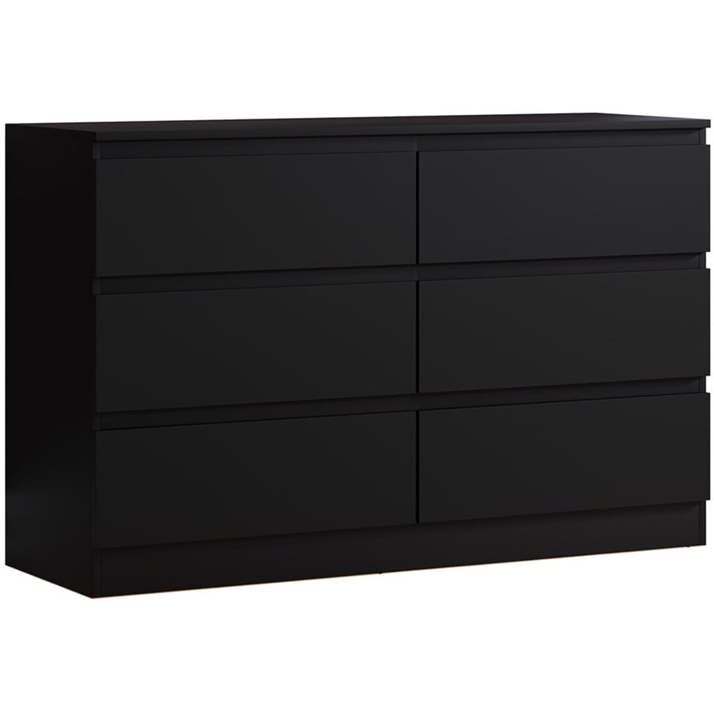FWStyle Carlton 6 Drawer Matt Black Chest of Drawers Image 2