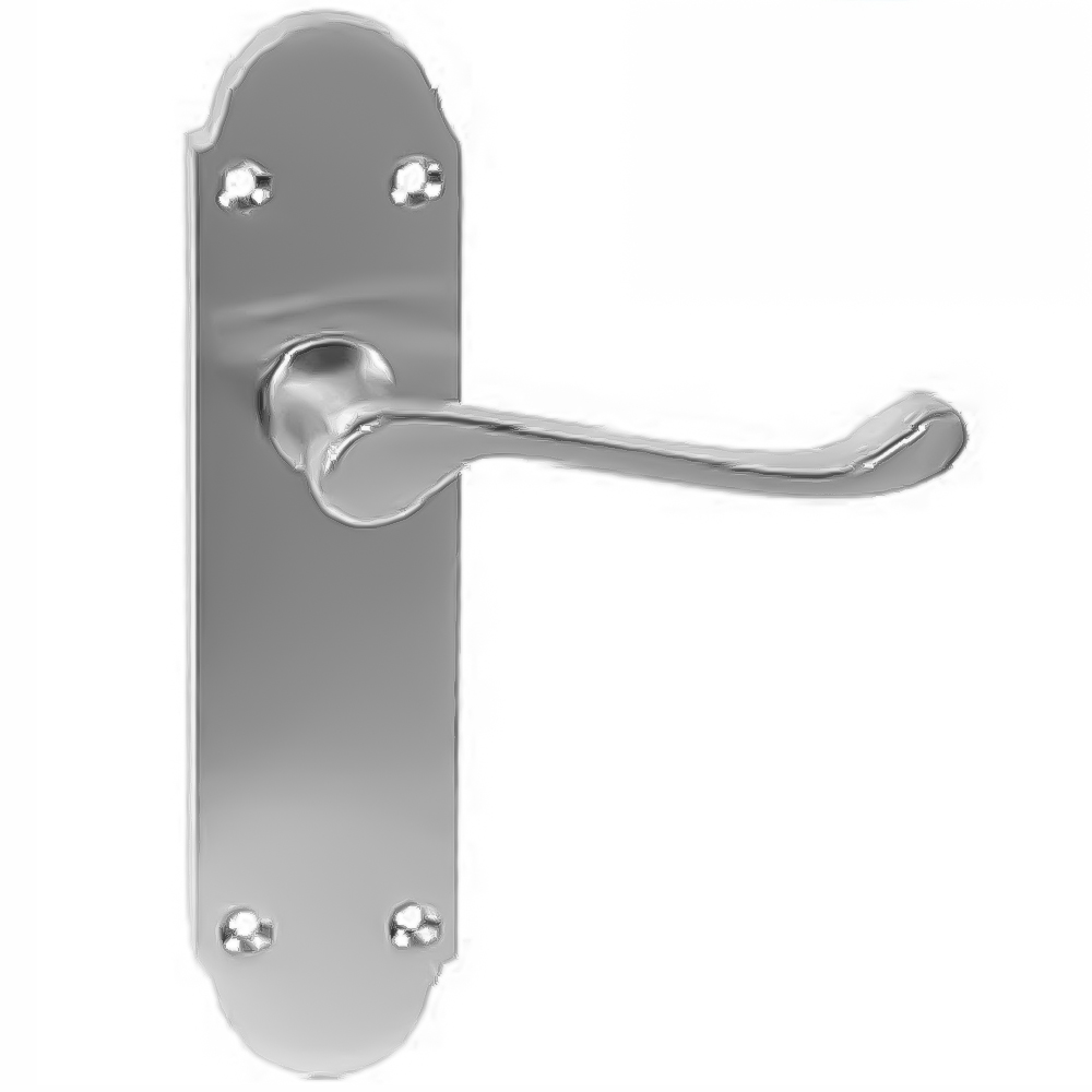 Golden Grace Satin Brushed Chrome Victorian Epsom Shaped Latch Door Handle Pair 168 x 40mm 4 Pack Image 2