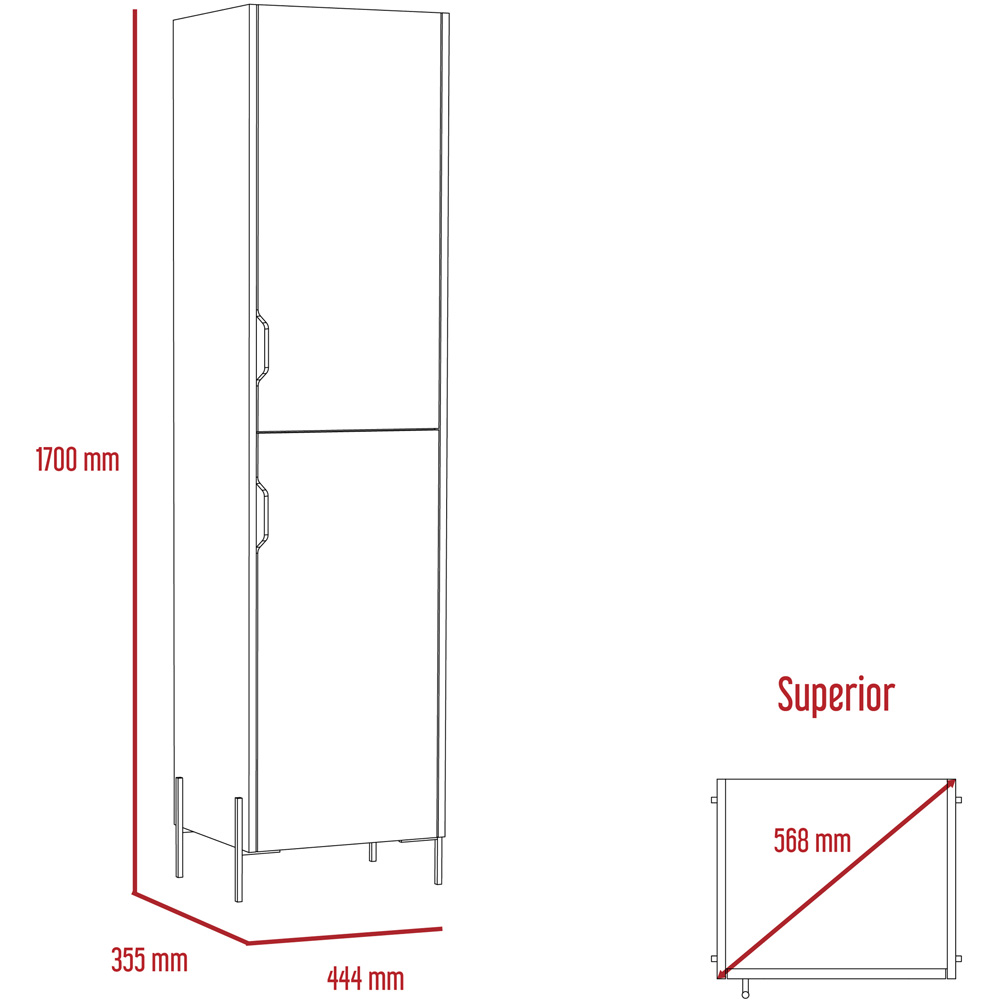 Core Products Dallas 2 Door White and Carbon Grey Tall Storage Cabinet Image 6