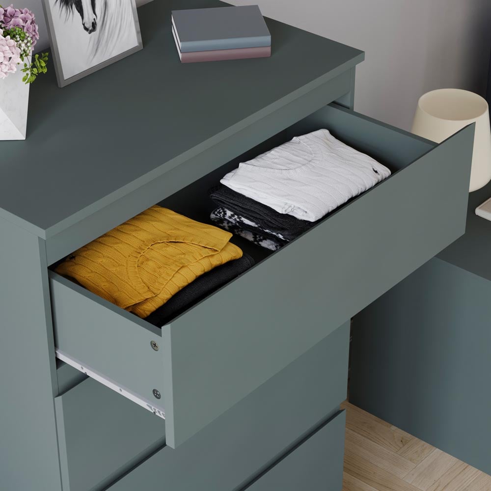 Vida Designs Denver Jasper Green 5 Drawer Bedside Table Image 6
