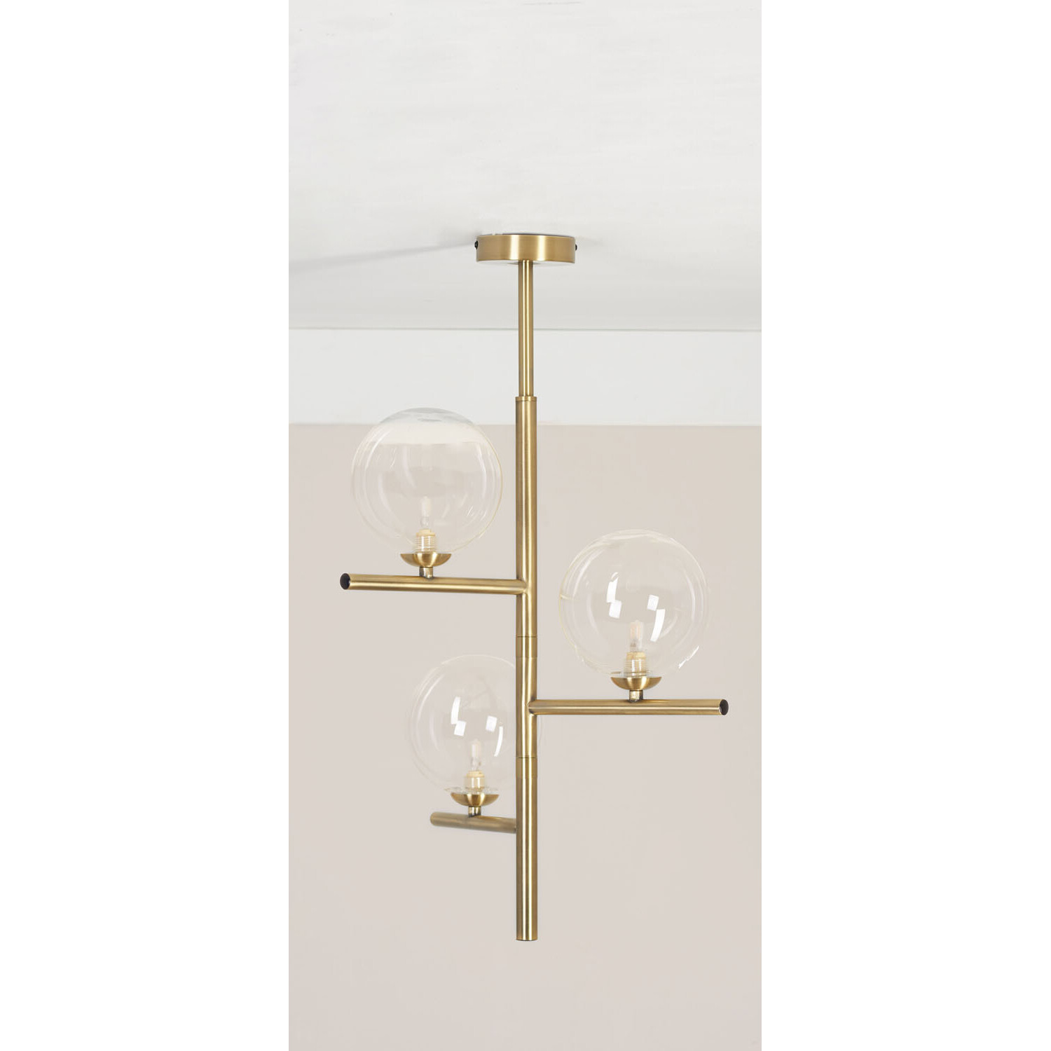 Darcie Gold and Glass 3 Light Ceiling Fitting Image 4