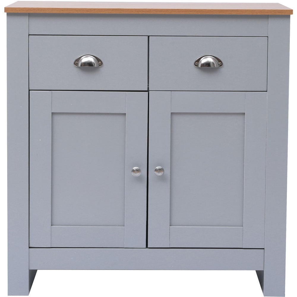 FurnitureHMD 2 Door 2 Drawer Grey and Oak Effect Wooden Sideboard Image 3