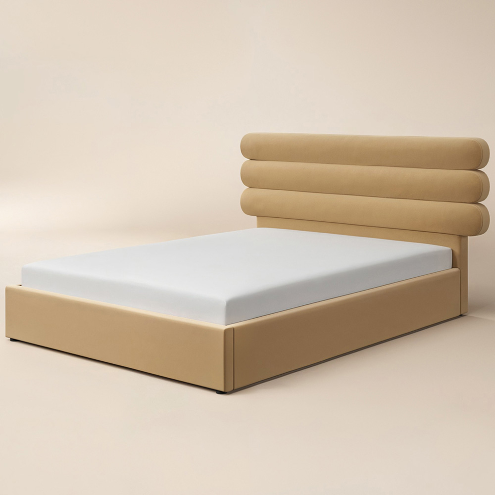 Solace+Co Atlas Double Sand Velvet Ottoman Bed Image 2