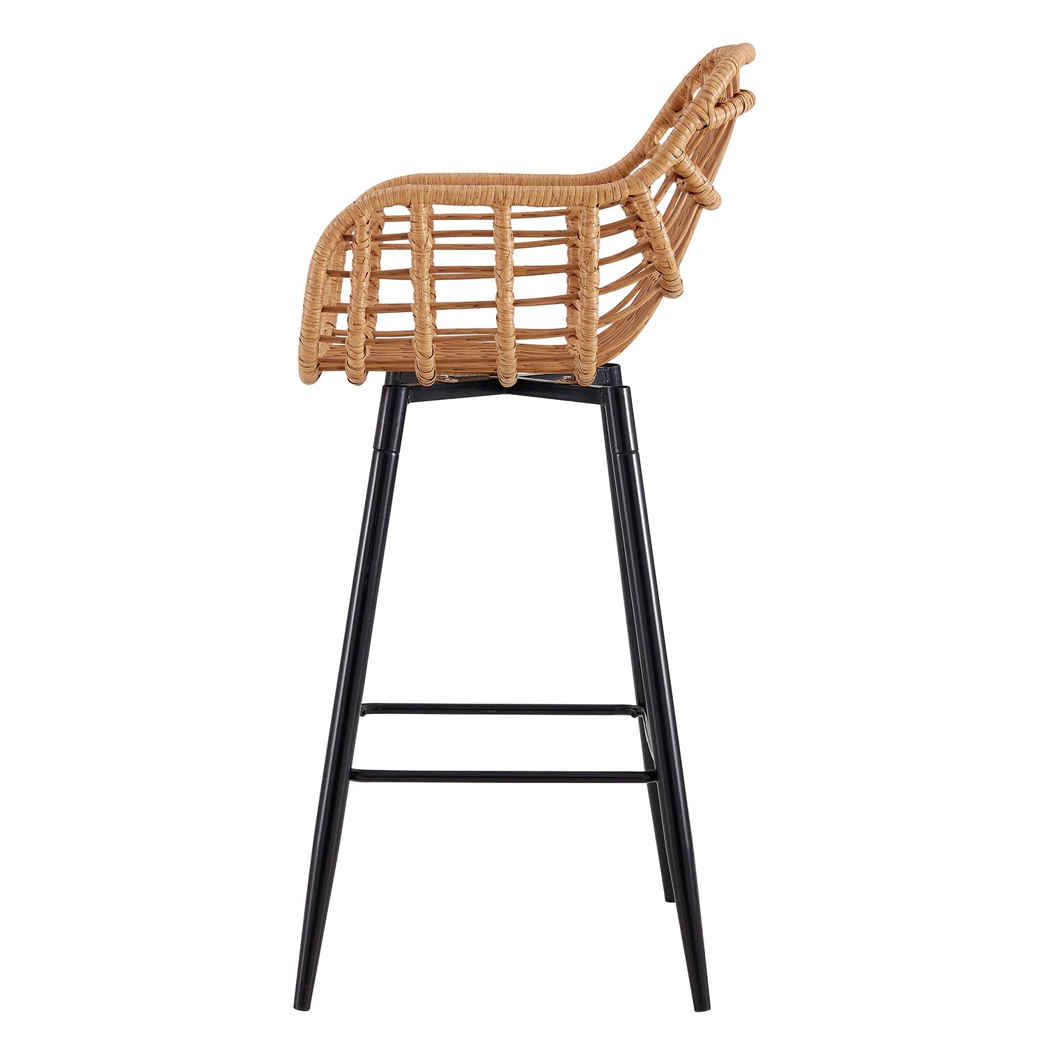 Rattan Barstool - Brown &amp; Black Image 4