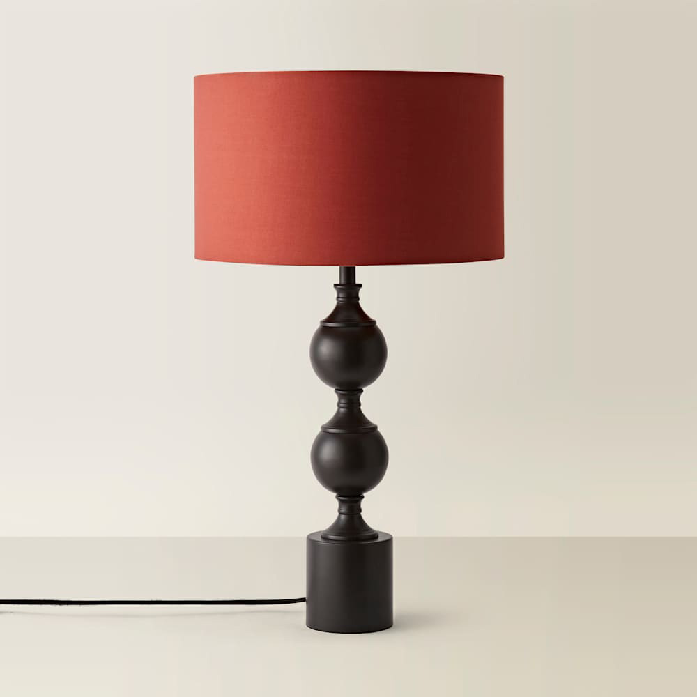 ValueLights Rust Drum Shade Declan Metal Candlestick LED Table Lamp with Bulb Image 4