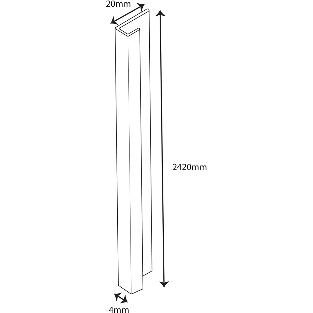 Wetwall Alloy Polished Silver End Cap 2440mm Image 3