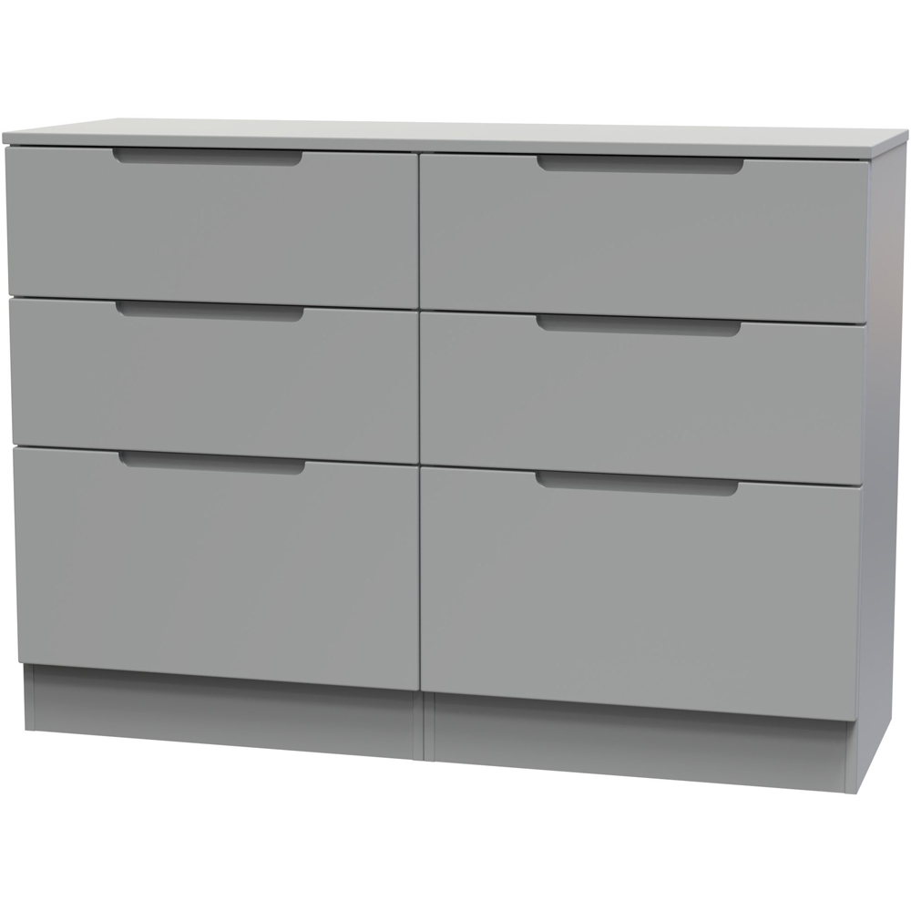 Crowndale Milan 6 Drawer Dusk Grey Wide Chest of Drawers Ready Assembled Image 4