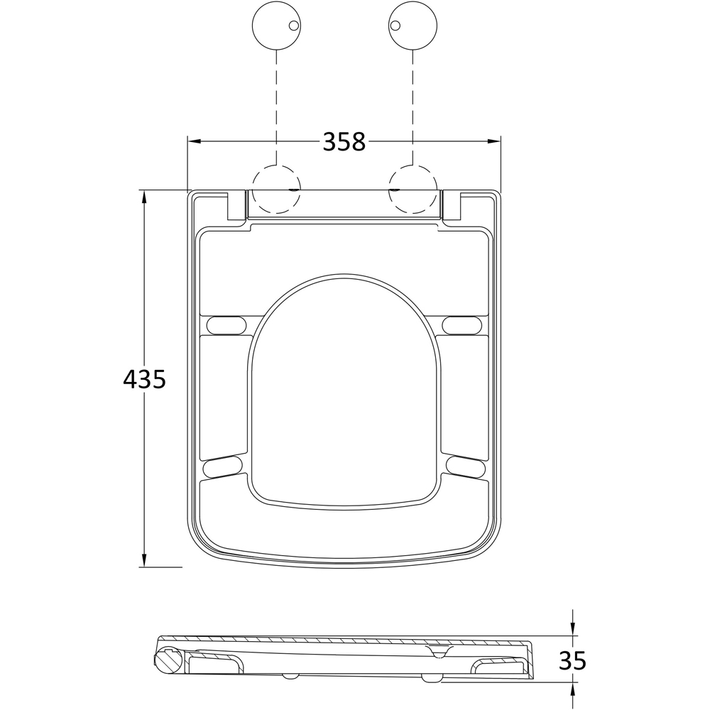 nuie White and Black Soft Close Square Toilet Seat Image 2