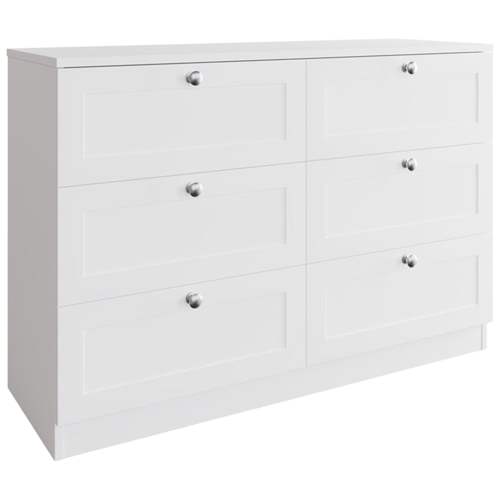 FWStyle Artus 6 Drawer White Panelled Chest of Drawers Image 2