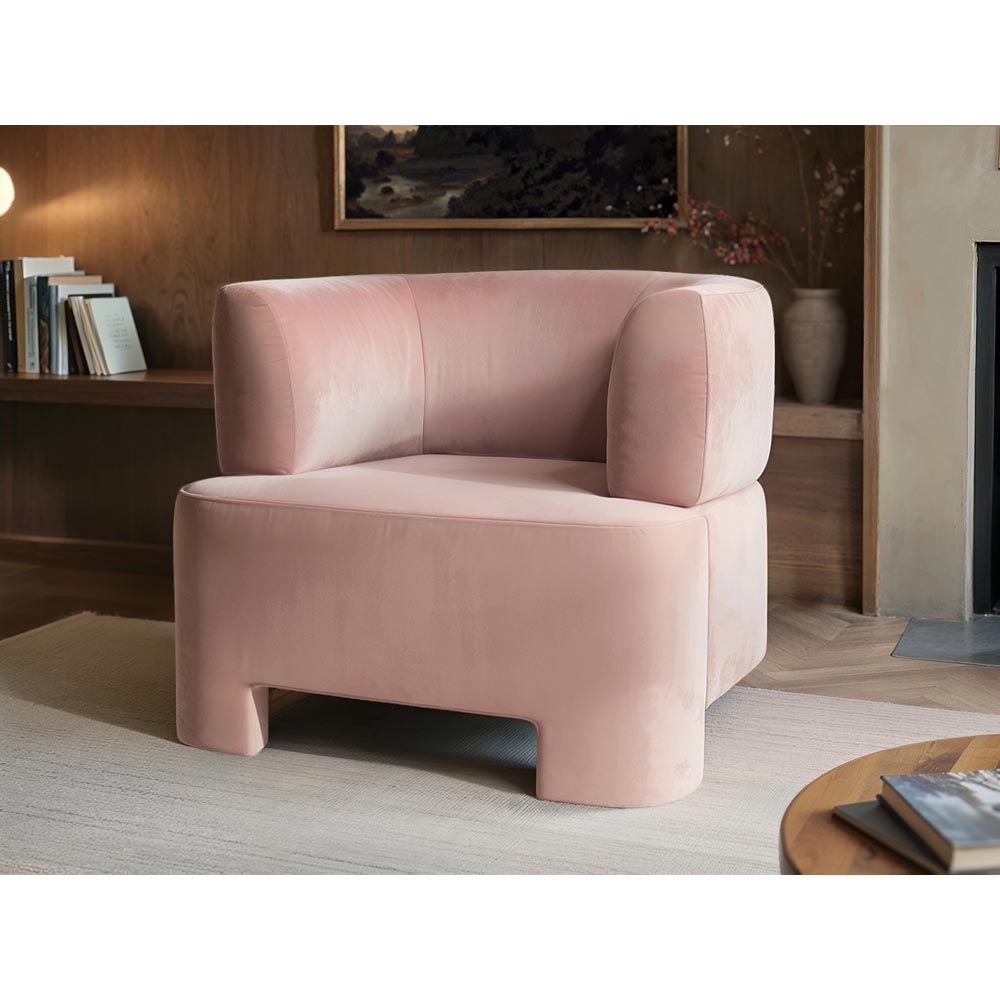 Solace+Co Cleo Pink Velvet Accent Chair Image 6