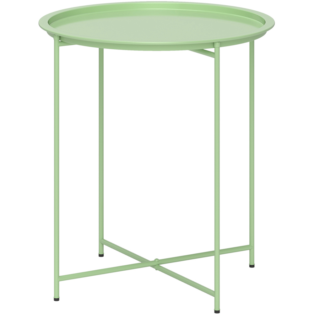 Outsunny Green Round Garden Side Table with Removable Tray Image 2