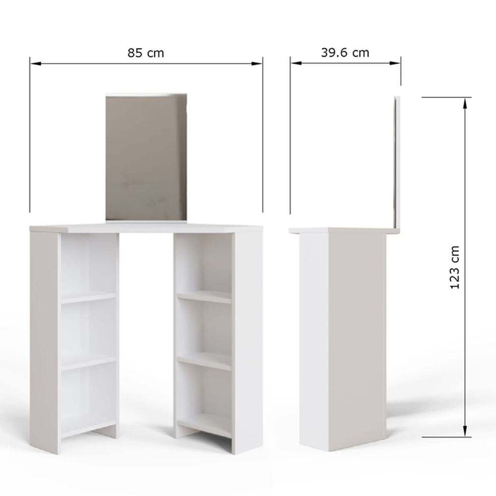 GFW Frances White Corner Dressing Table with Mirror Image 7