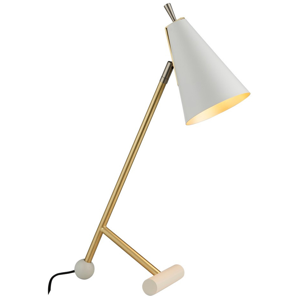 Merano Alta Matt White Satin Brass Table Lamp Image 3
