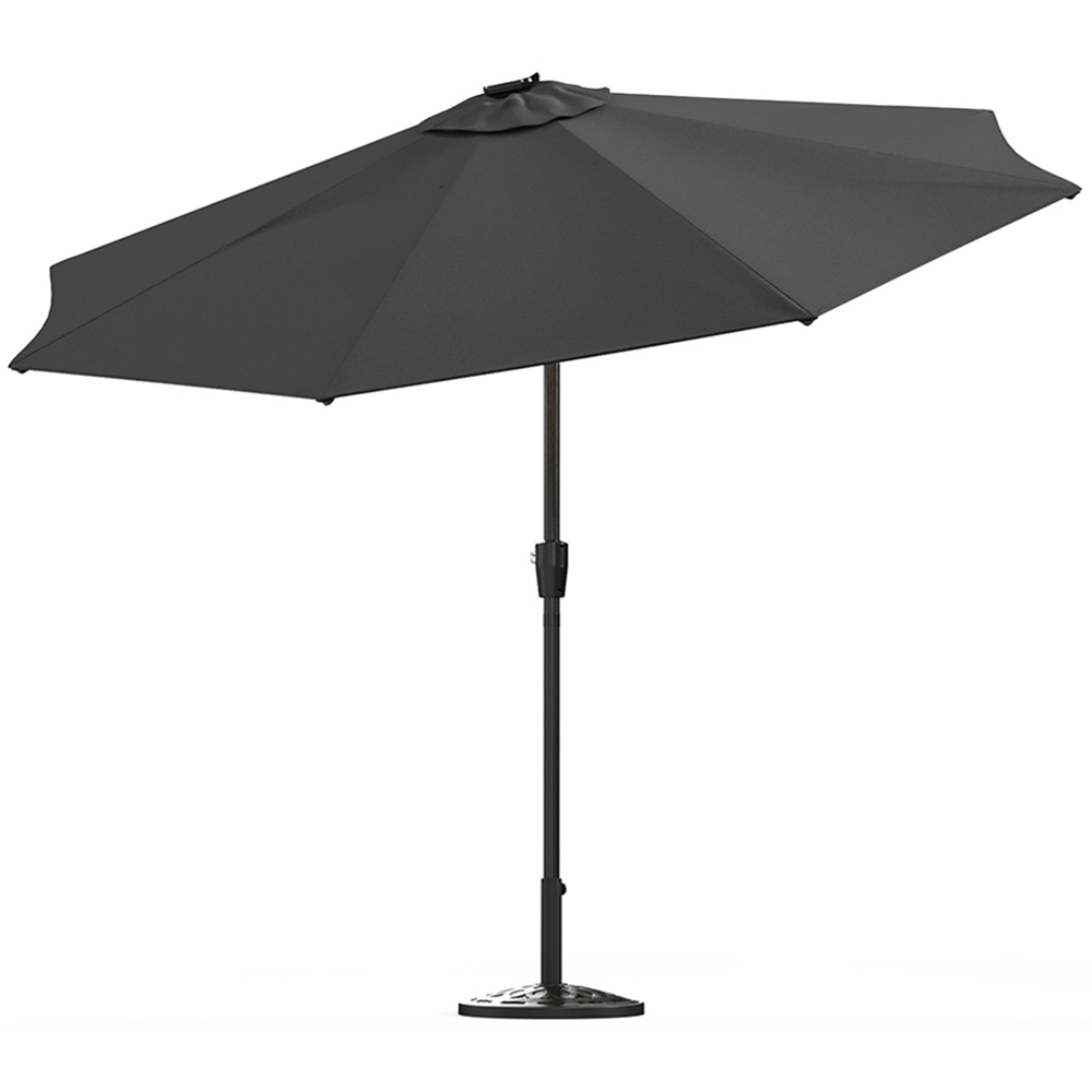 Living and Home Dark Grey Solar LED Crank and Tilt Parasol with Resin Floral Base 3m Image 3