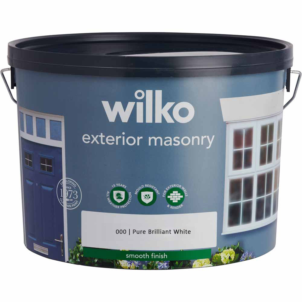 Wilko Exterior Masonry Pure Brilliant White Smooth Finish Paint 10L Image 2