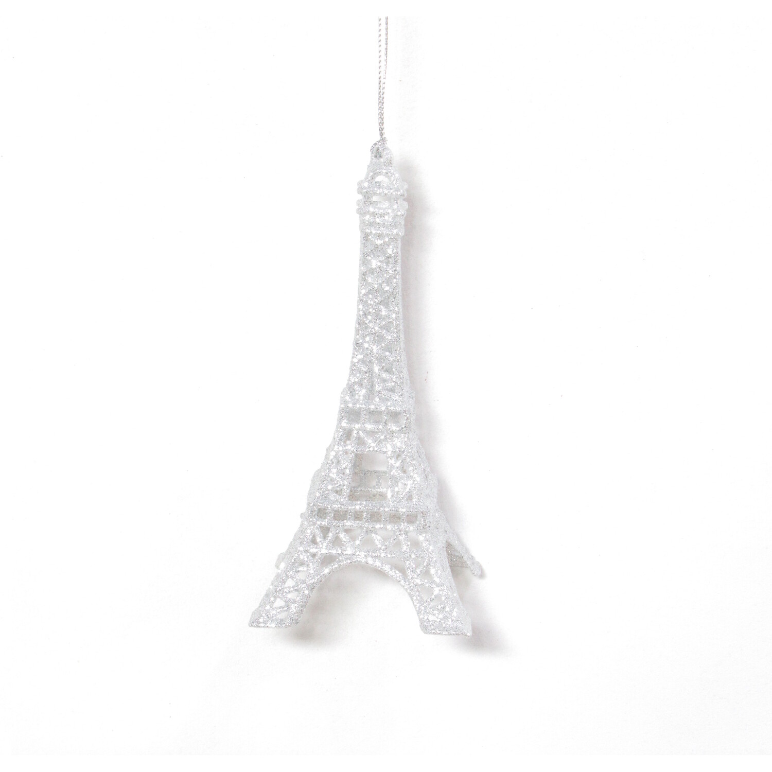 Glitter Eiffel Tower Hanging Decoration Silver Image 1
