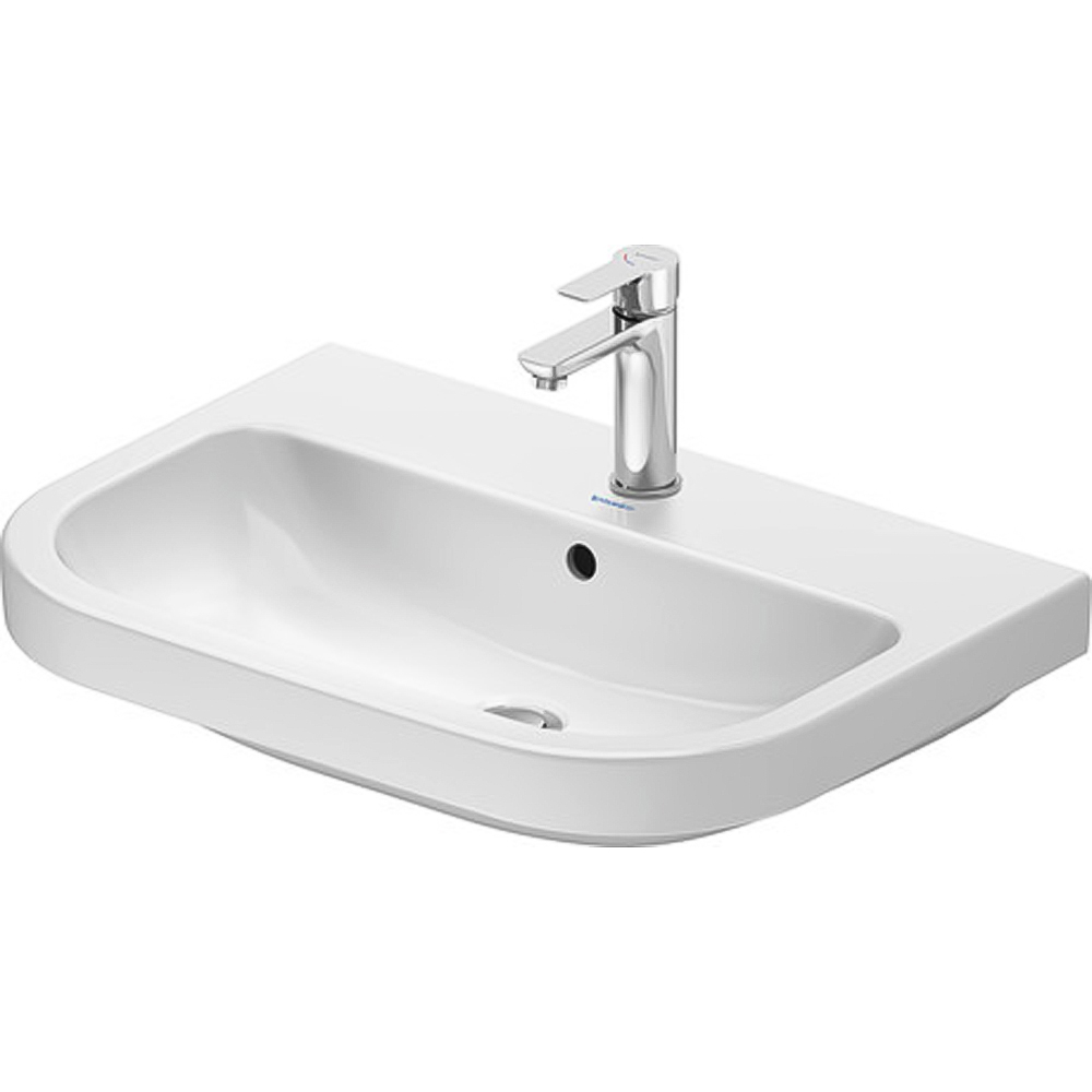 Duravit D-Code Single Tap Hole White High Gloss Wash Basin 650 x 430mm Image 1