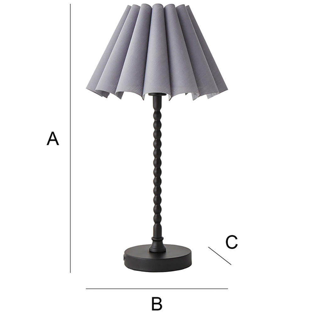 ValueLights Maeve Grey and Black Scallop Pleated Tapered Shade Bobbin Bobble Table Lamp and Bulb Image 7