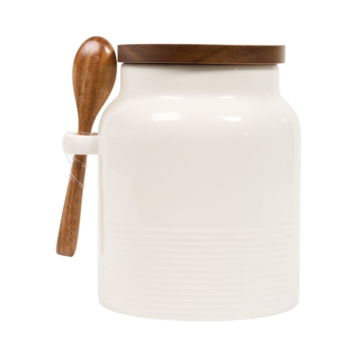 Heart Canister with Lid and Spoon White Image 3