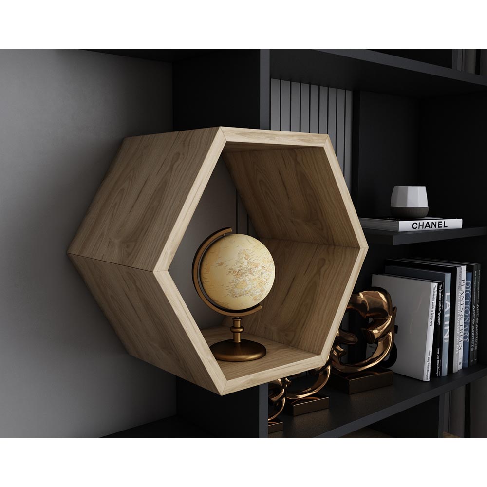 Decorotika Darla 9 Shelf Black and Oud Geometric Bookcase Image 3