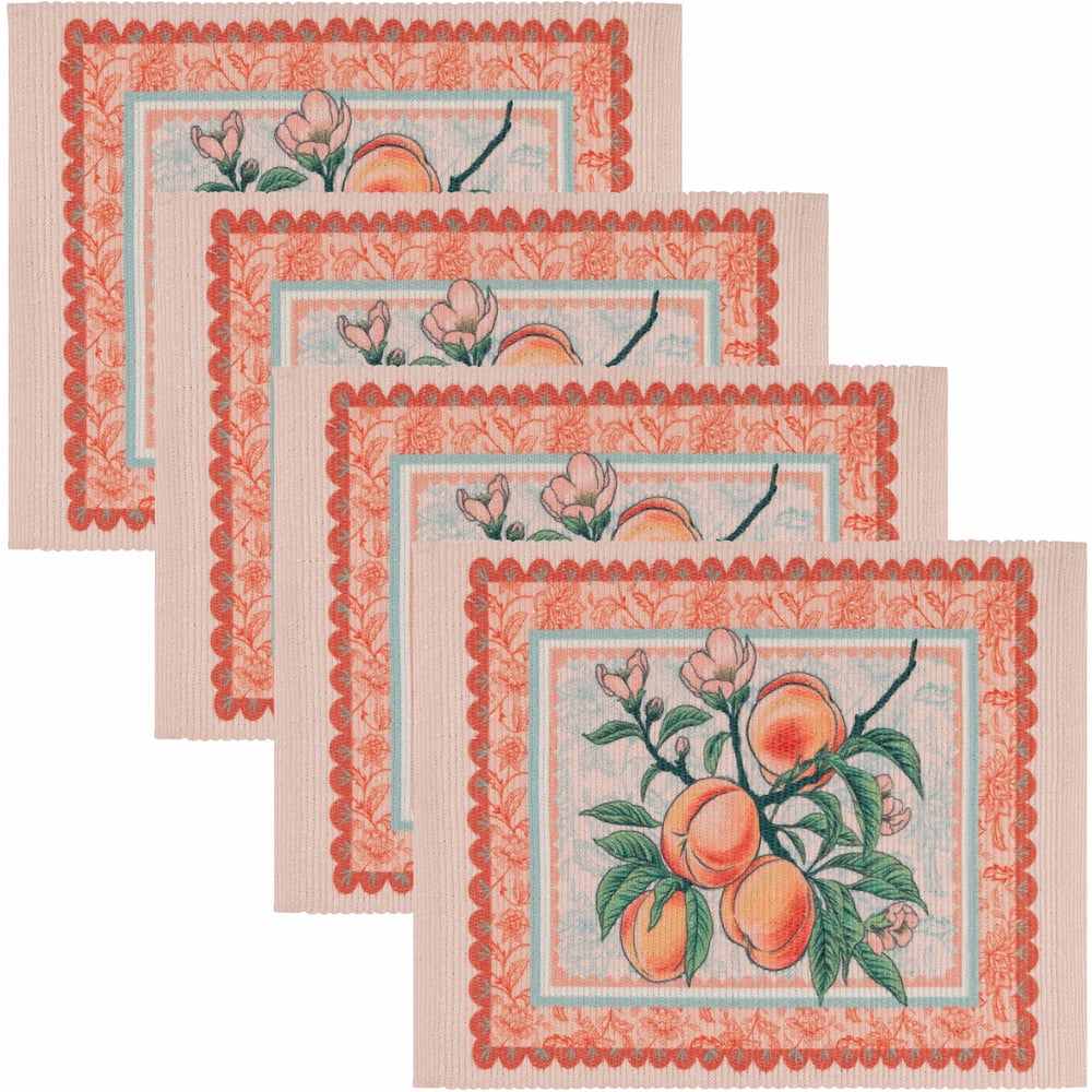 furn. Anemone Multicolour Peaches Indoor and Outdoor Placemat 36 x 46cm 4 Pack Image 2