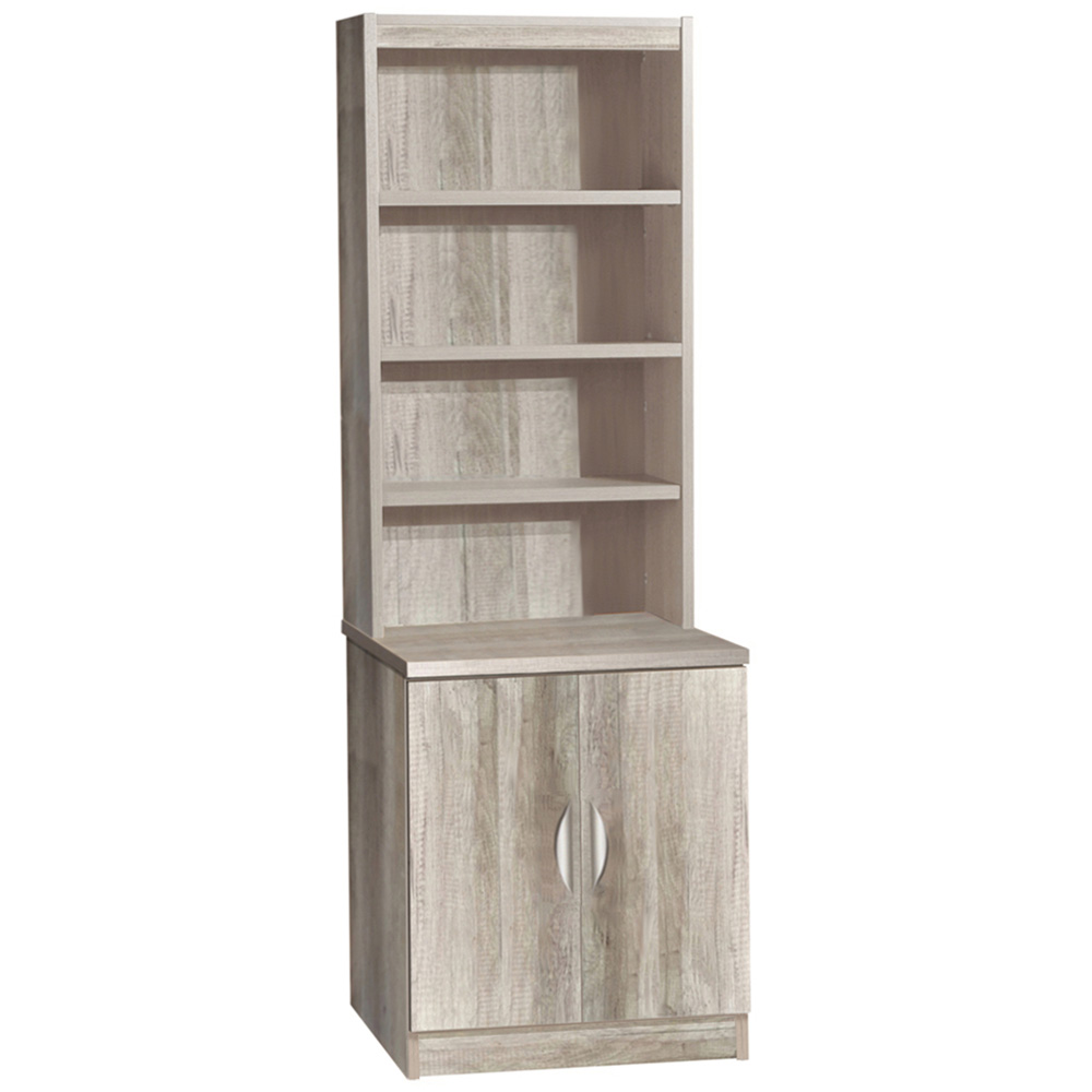 R White Cabinets 2 Door 4 Shelf Grey Desk Height Cupboard with Hutch Image 2