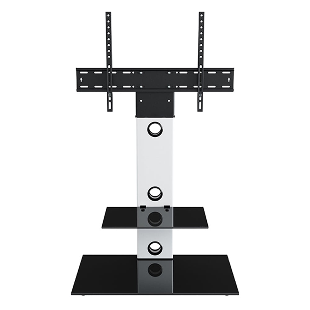 AVF Lesina Satin White and Black Glass Pedestal TV Unit Image 4