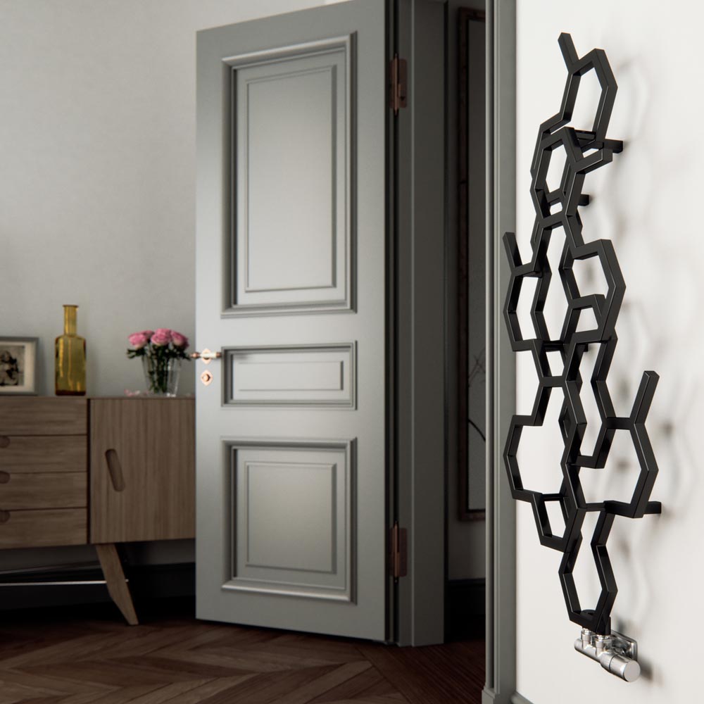 Terma Hex 1180BTU Soft Matt Black Radiator 1220 x 486mm Image 7