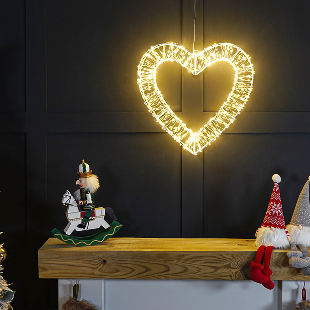 Xmas Haus Warm White LED Heart Shape Wreath 40cm Image 5