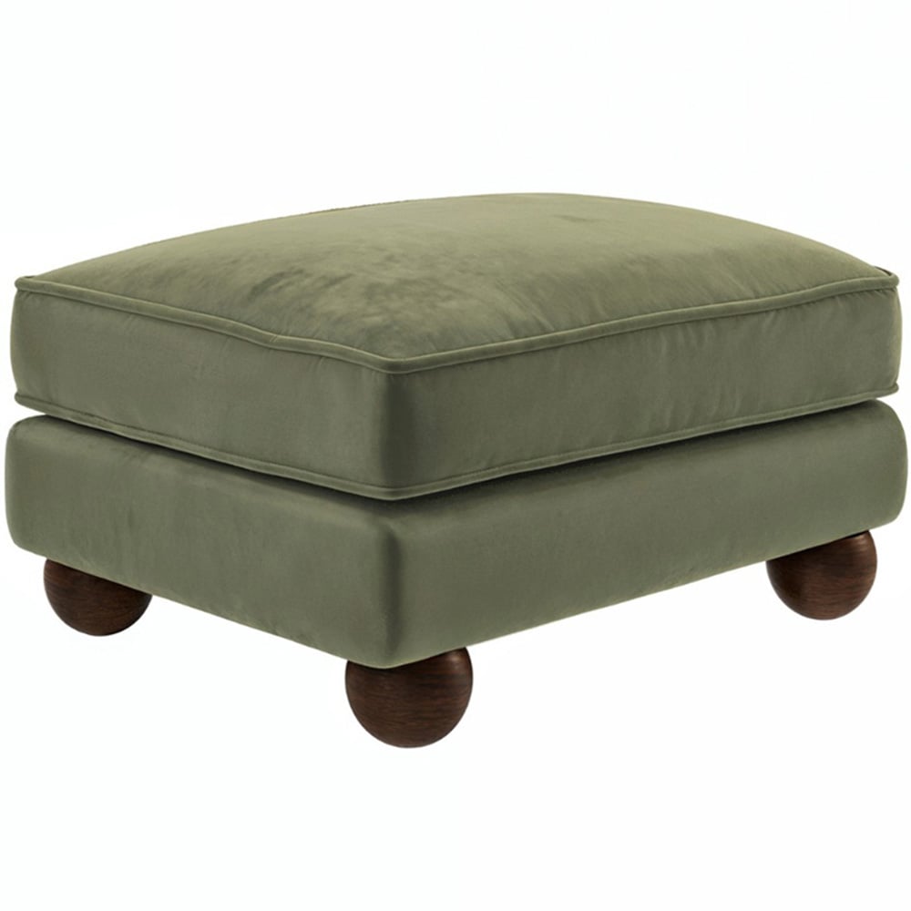 Solace+Co Addison Khaki Green Velvet Loveseat and Footstool Set Image 3