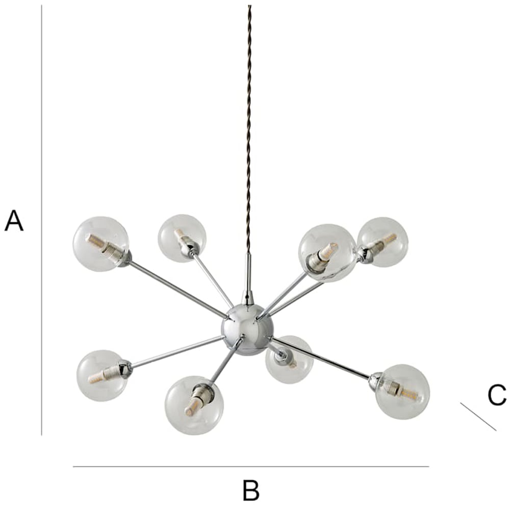 ValueLights Sputnik 8 Way Chrome Glass Globe Pendant Ceiling Light and Bulbs Image 8