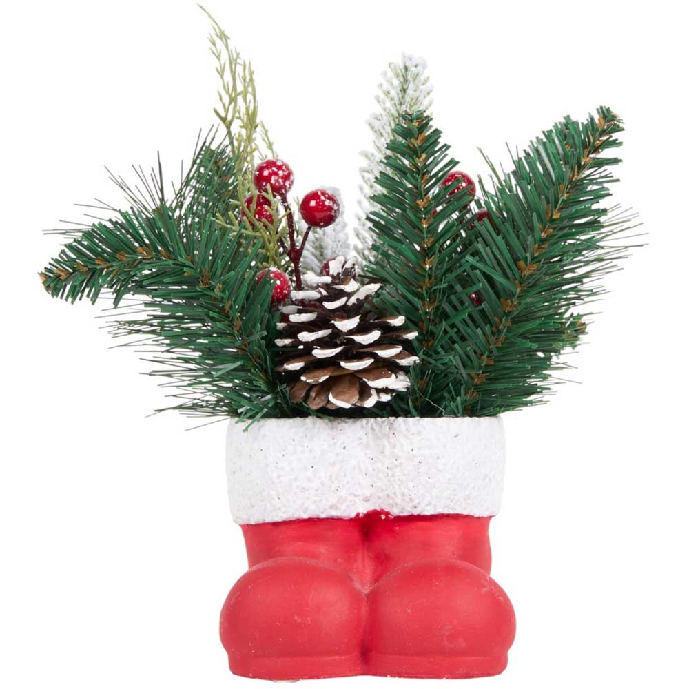 Santa Boots Potted Plant - Red Image 1