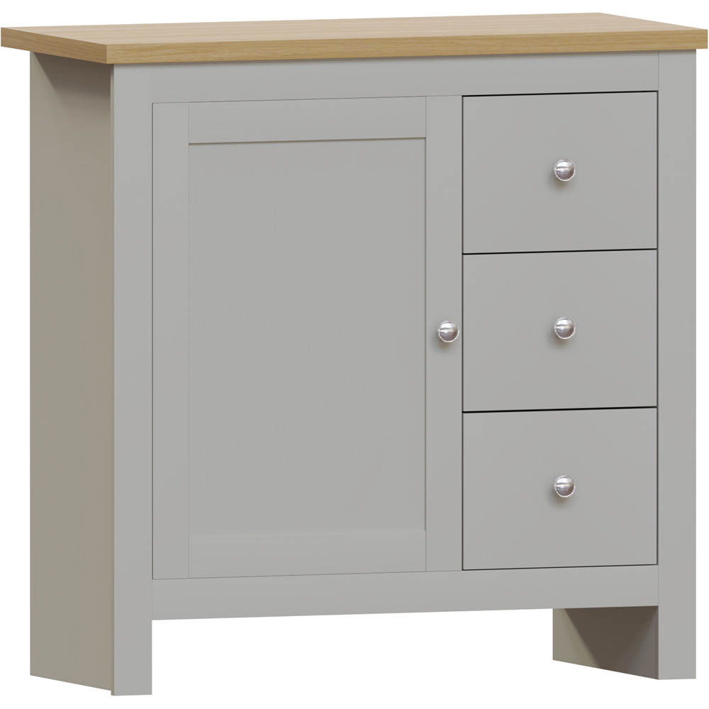 Vida Designs Arlington Single Door 3 Drawer Grey Sideboard Image 2