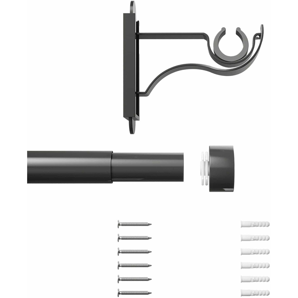 Rothley 165-300cm Extendable Gunmetal Stud Finials Curtain Pole Image 3