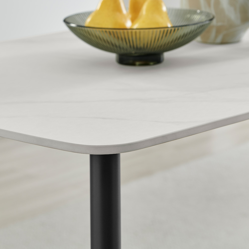 Furniturebox Sienna 4 Seater Marble Effect Ceramic Dining Table White Image 3