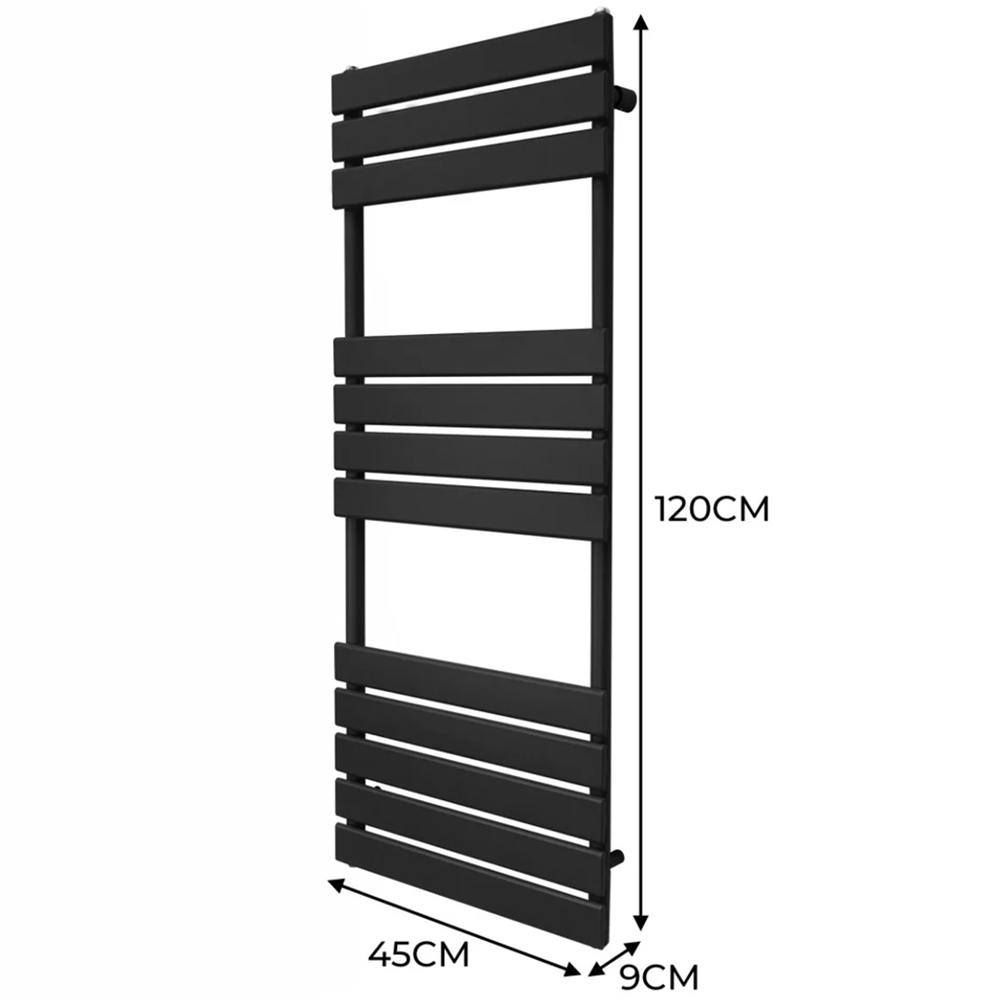 Monster Shop 1892BTU Black Flat Panel Towel Radiator 1200 x 450mm Image 6