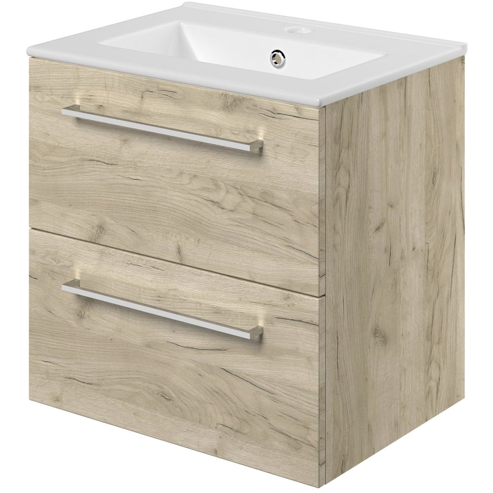 Bathstore Milford 2 Door Oak Wall Hung Basin Unit 510mm Image 3