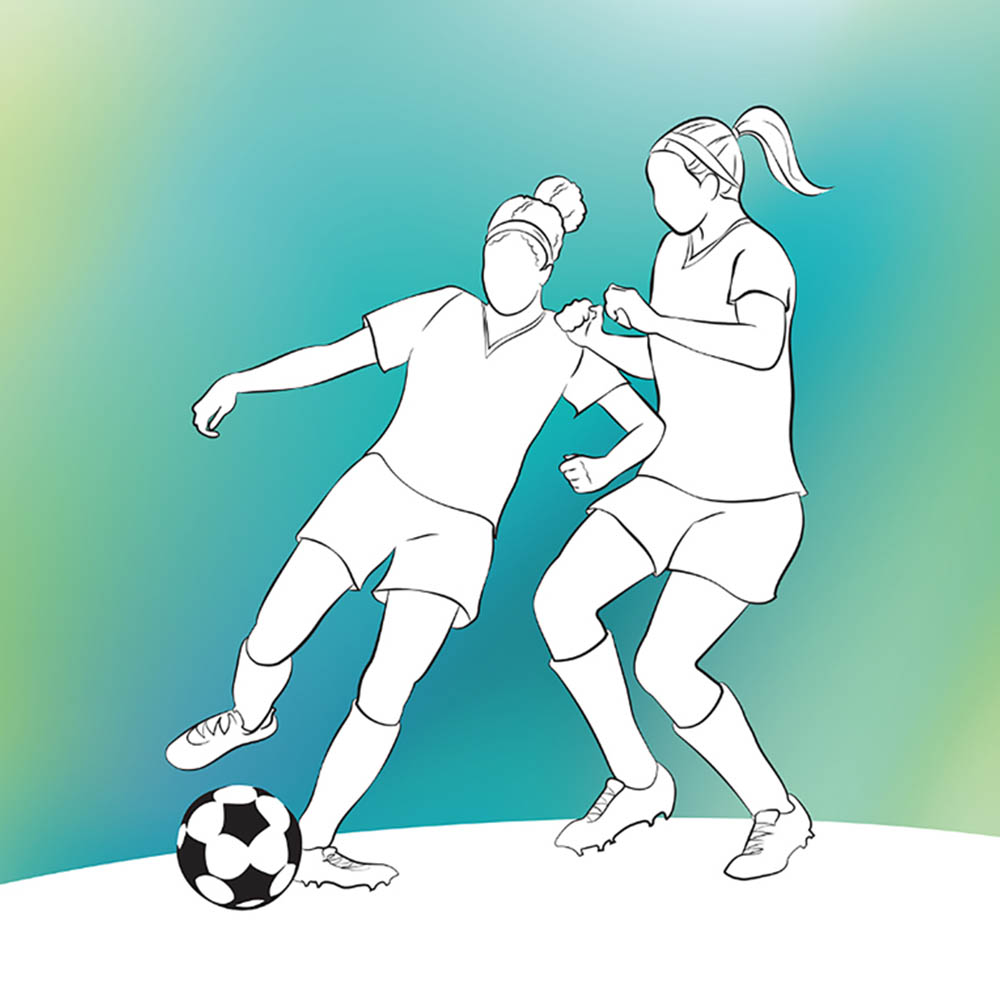 Origin Murals Girls Playing Football Green Wall Mural Image 2