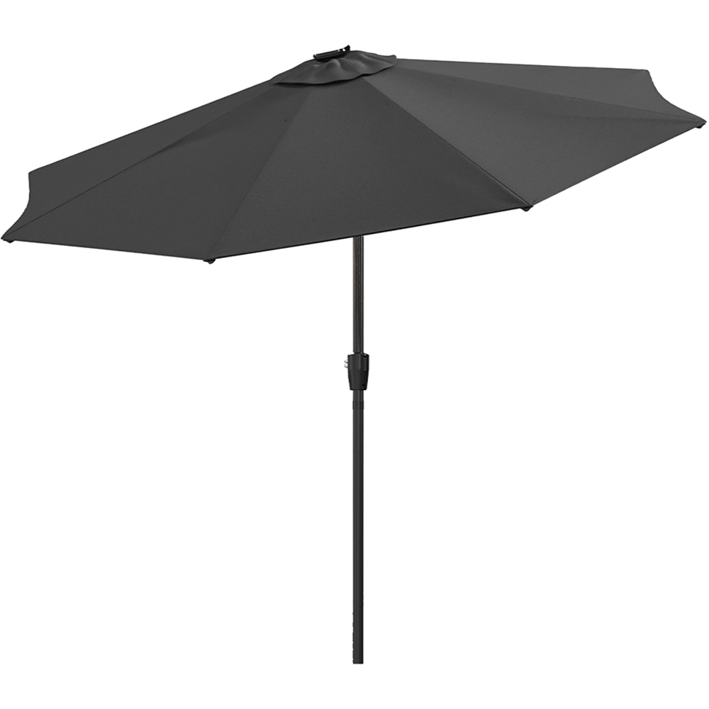 Living and Home Dark Grey Solar LED Crank and Tilt Parasol 3m Image 3