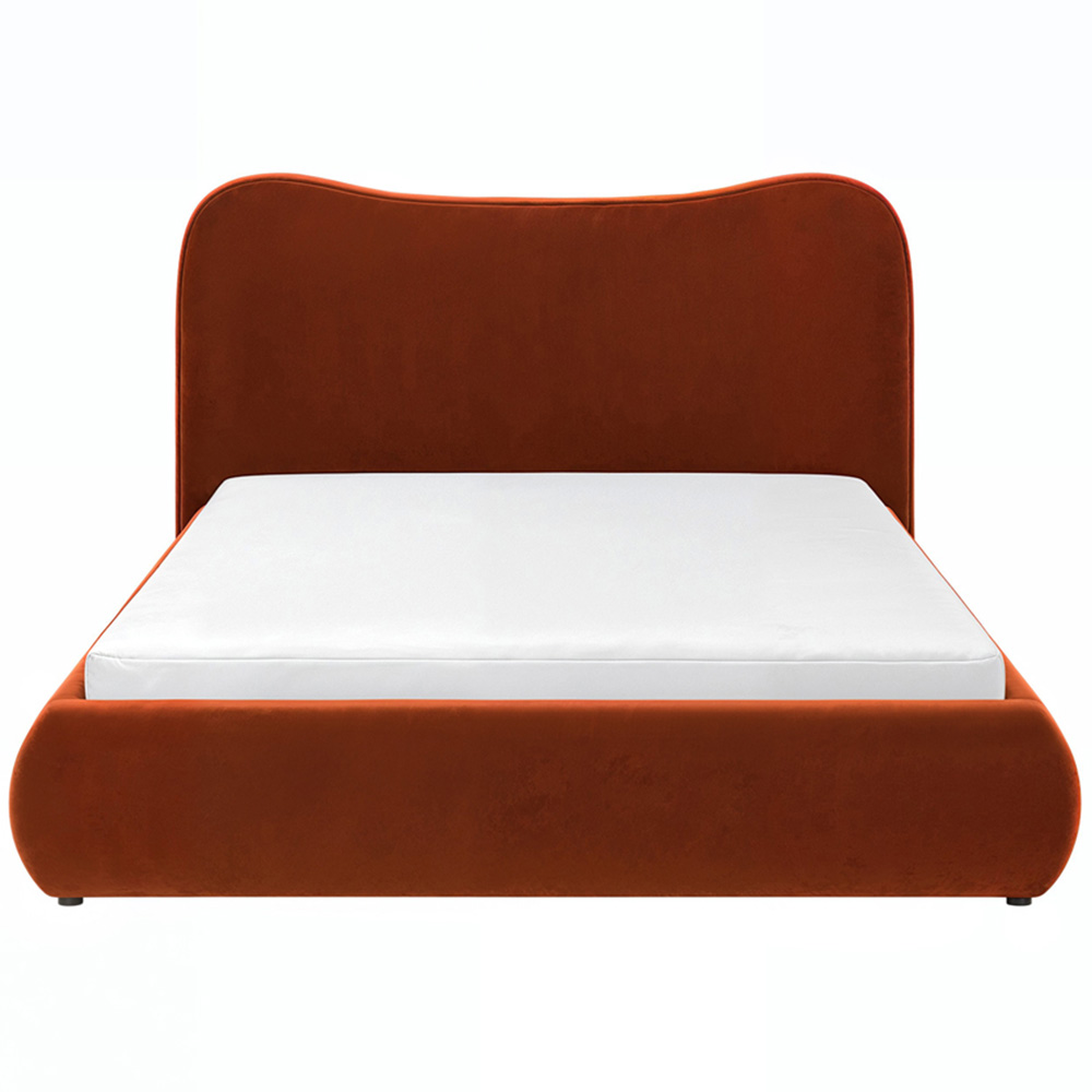 Solace+Co Ember Double Orange Velvet Ottoman Bed Image 2
