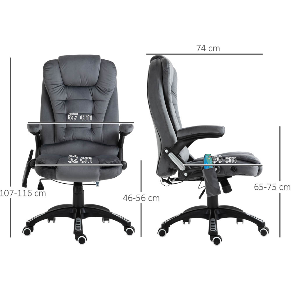 Portland Grey Velvet Massage Swivel Recliner Office Chair Image 8