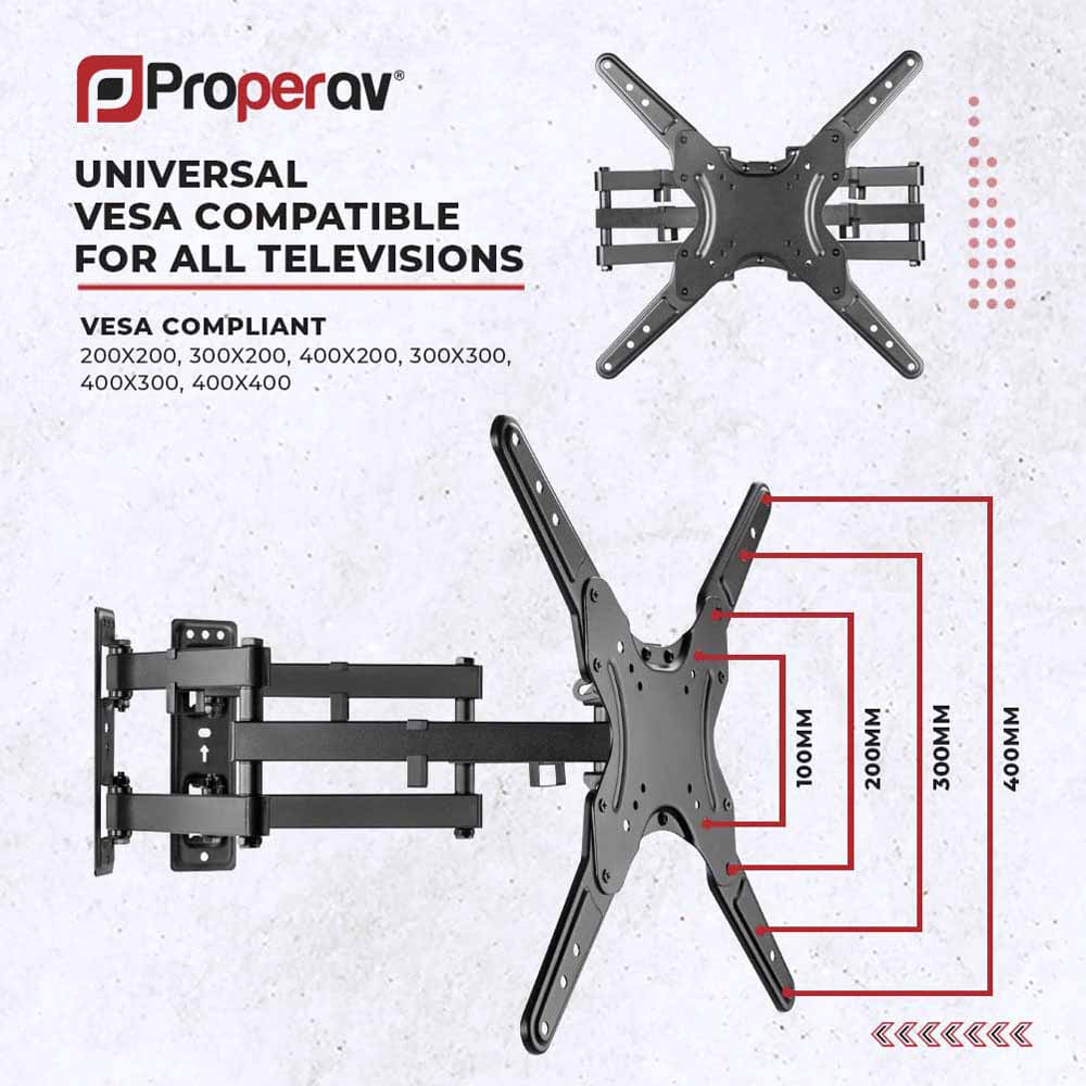Properav Black Corner Swing Arm TV Wall Bracket 23 to 55 inch Image 6