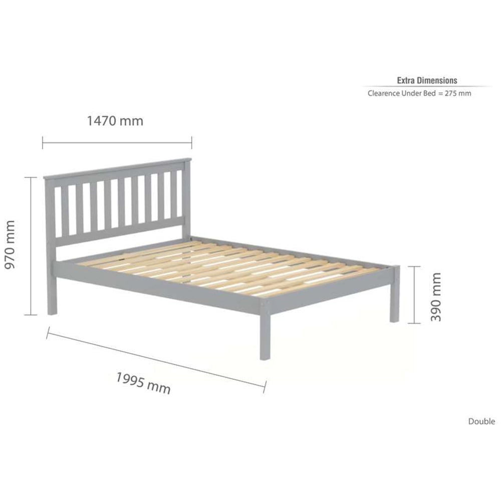 Denver Double Grey Wooden Bed Image 9