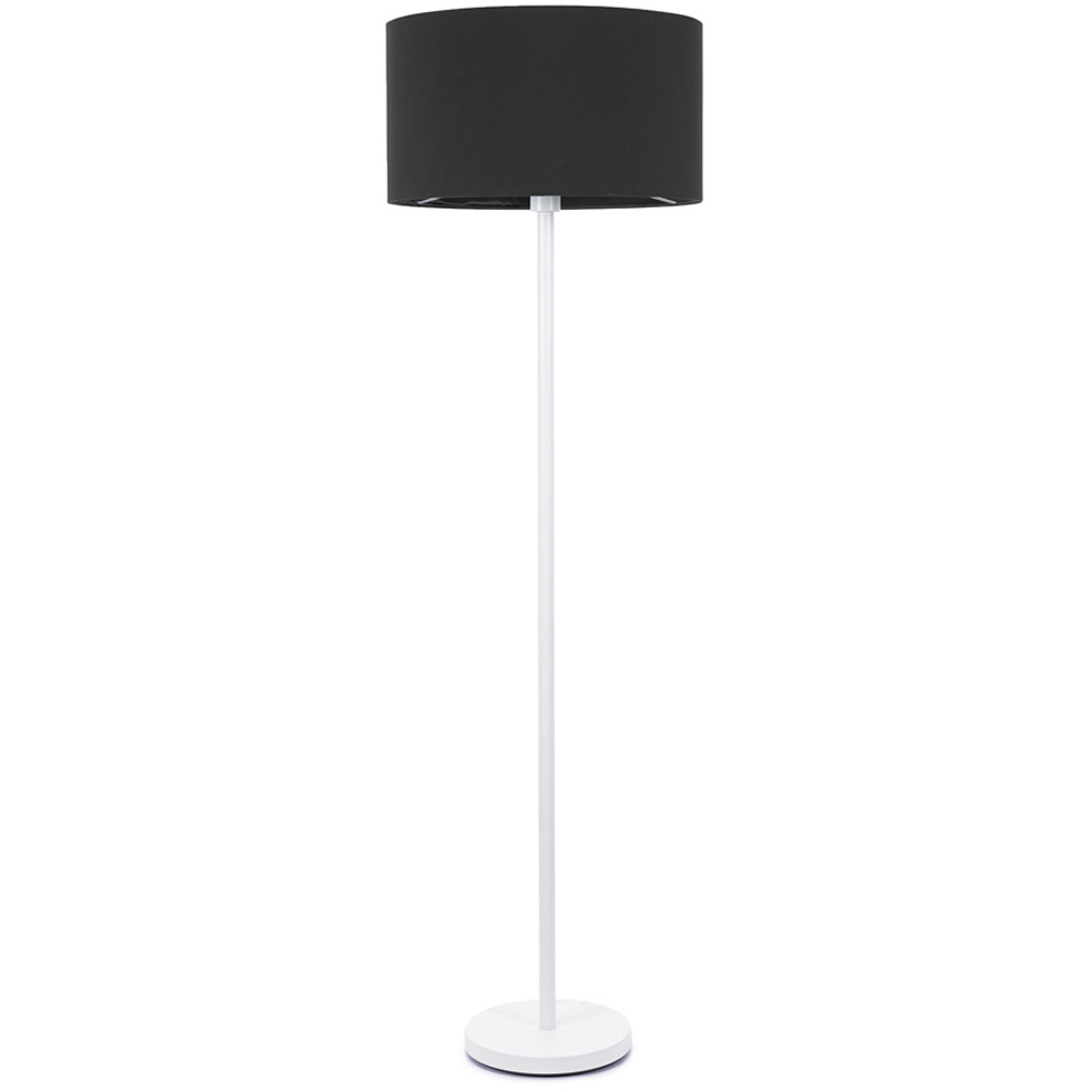 ValueLights Charlie Black Drum Shade White Single Stem LED Floor Lamp Image 1