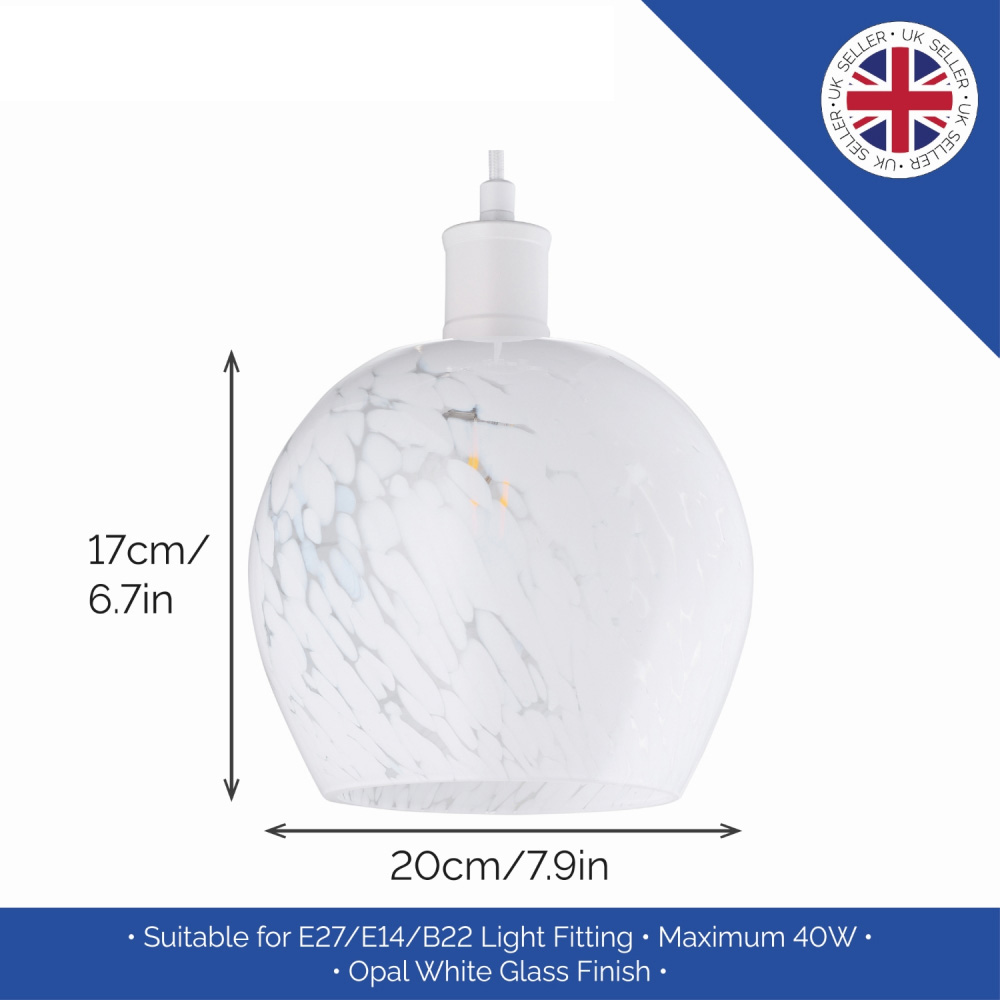 Happy Homewares Opal White Snowflake Glass Pendant Shade Image 7