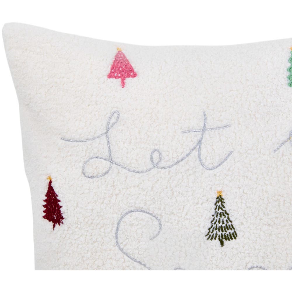 Let It Snow Embroidered Cushion - White Image 3