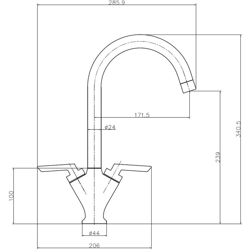 Reginox Piqua CH Polished Chrome Dual Lever Kitchen Tap Image 3