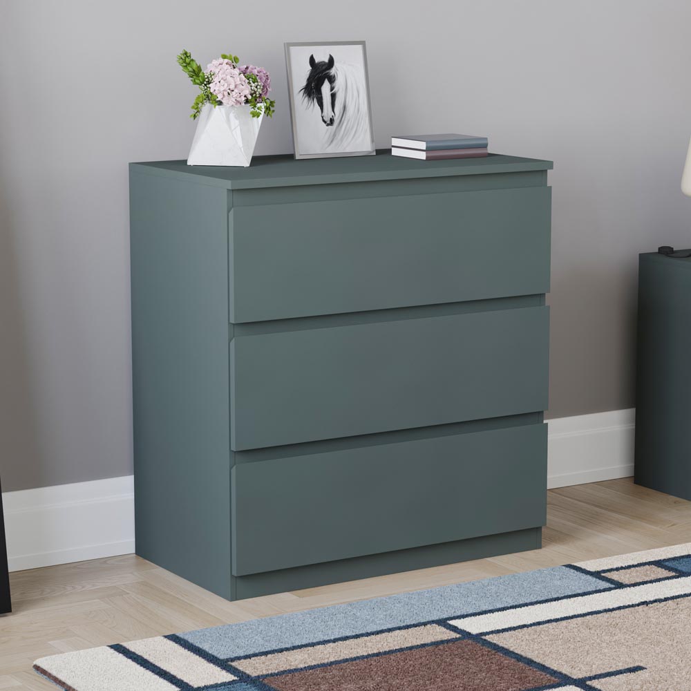Vida Designs Denver Jasper Green 3 Drawer Bedside Table Image 4